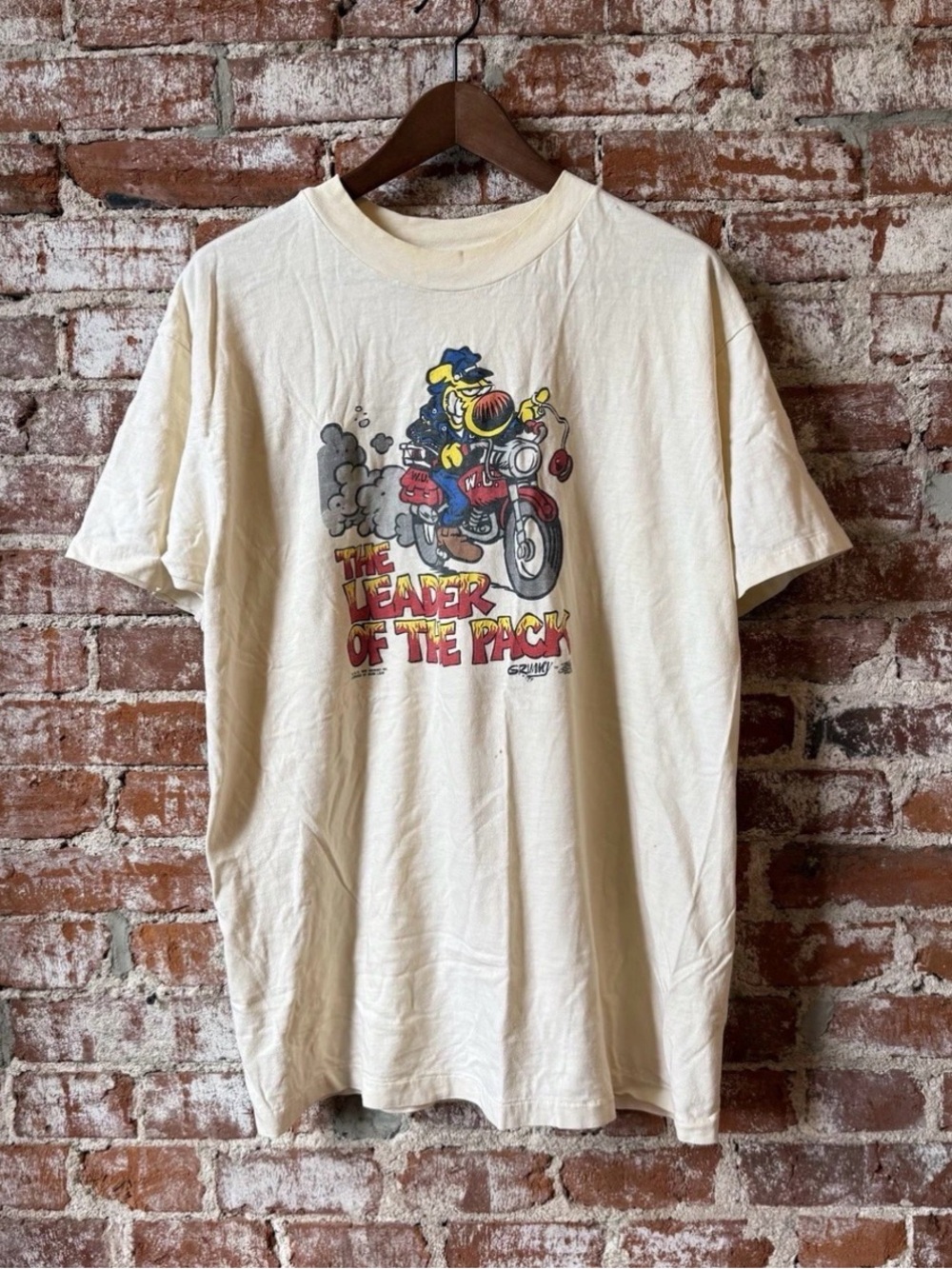 Rare Vintage The Leader of the Pack Grimmy Mike Peters 1991 T Shirt 90s White Xl